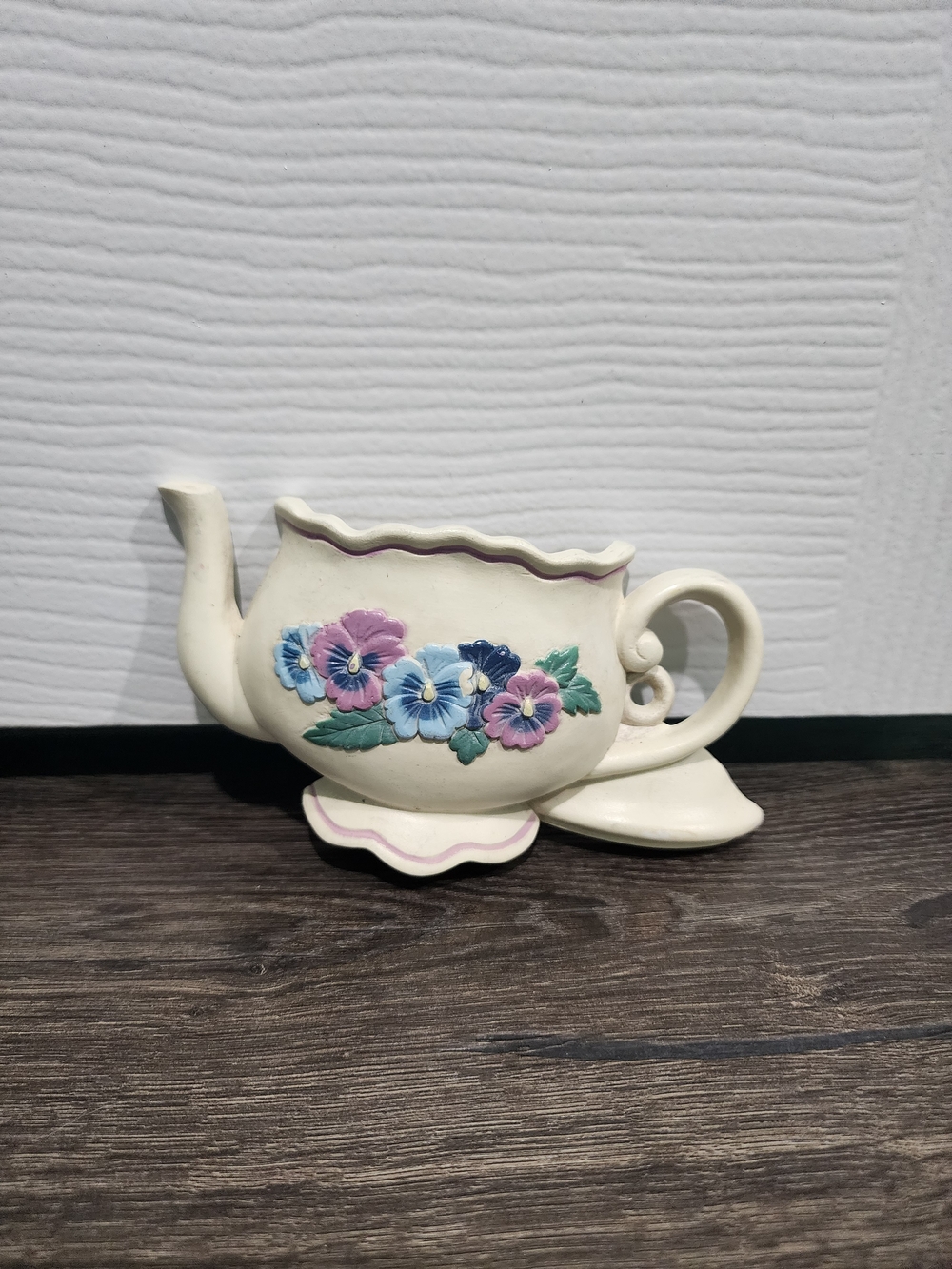 Vintage Burwood Floral Teapot Wall Pocket